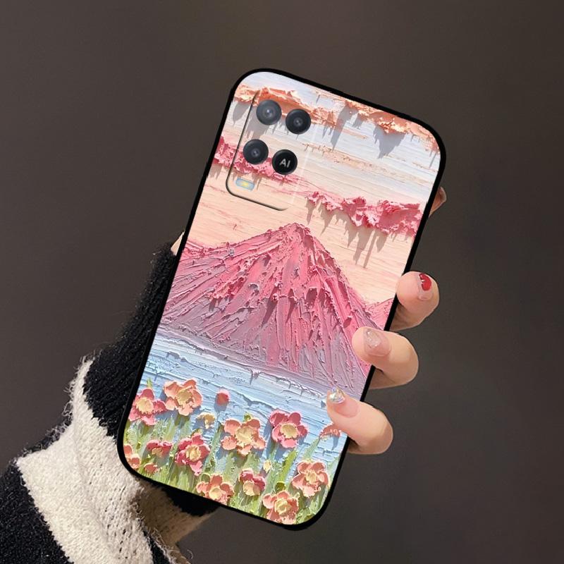 For Oppo A54 4G Case Black Silicone Soft TPU Shockproof Phone Cases For Oppo A54 Painted Phone Cover CPH2239 Protective Fundas