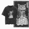 COOLMIND DB Cat Print Cotton Wash Acid Graphic Exclusive Unisex T-shirt Cool Streetday Men's T-shirt Oversized