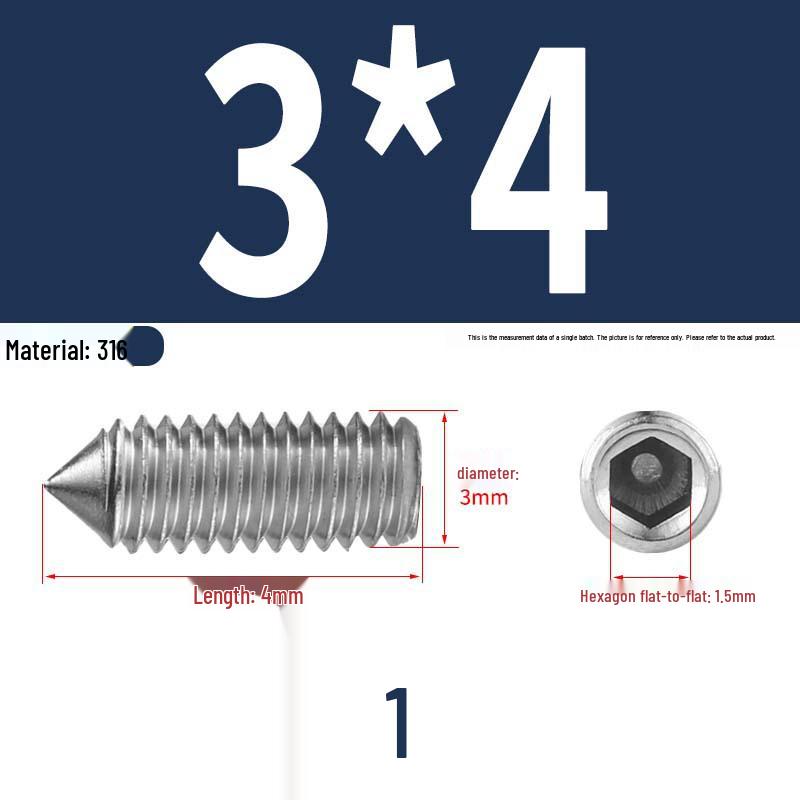 12.9 Edelstahl 304 Innensechskant Kegelspitze Gewindestift M2/M3