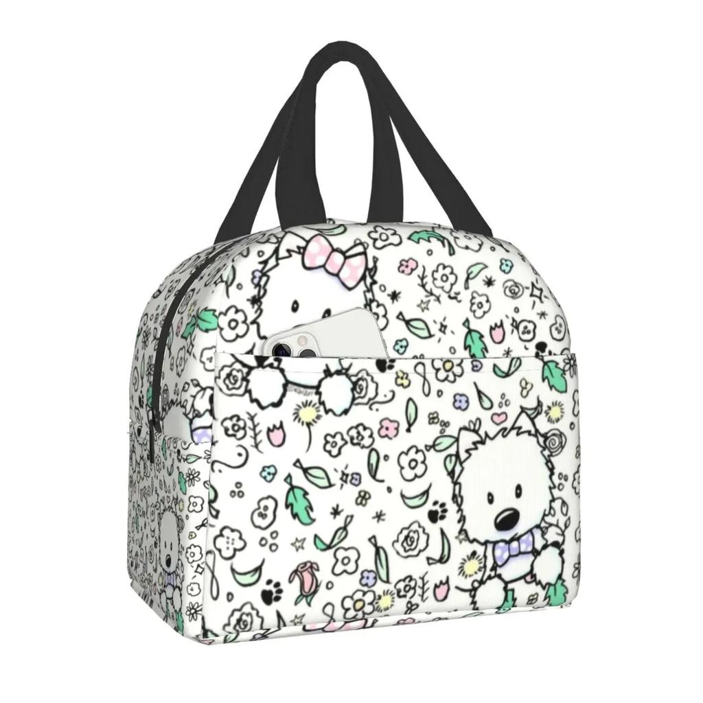 West Highland Terrier Dog Insulated Lunch Bag for Women Pet Westie Portable Cooler Thermal Bento Box Camping Travel Picnic Bags