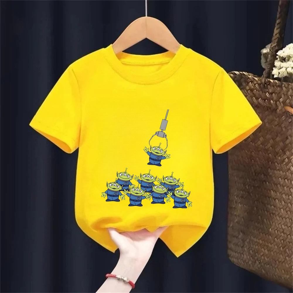 Summer Kids Disney Toy Story Aliens T-Shirt Daily Leisure and Theme Activities Wear Unisex Cotton Short Sleeve