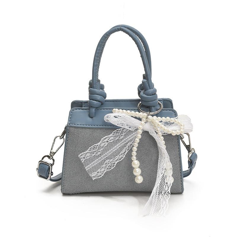 Design Minimally Spliced Children Casual Single Shoulder Square Bag With Pendant