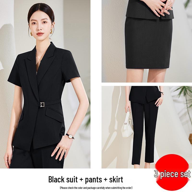 Set Costum Profesional de Vară pentru Femei - Îmbrăcăminte de Lucru High-End pentru Magazin de Bijuterii sau Magazin de Aur
