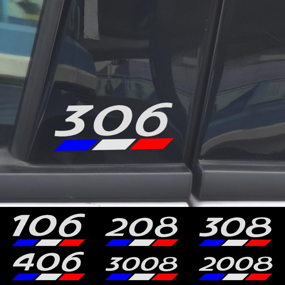 2Pcs, Car Sticker Decal Center Pillar Sticker for z333 3008 5008 2008 106 107 108 205 206 207 208 RCZ 306 307 308 508 406 407 333z