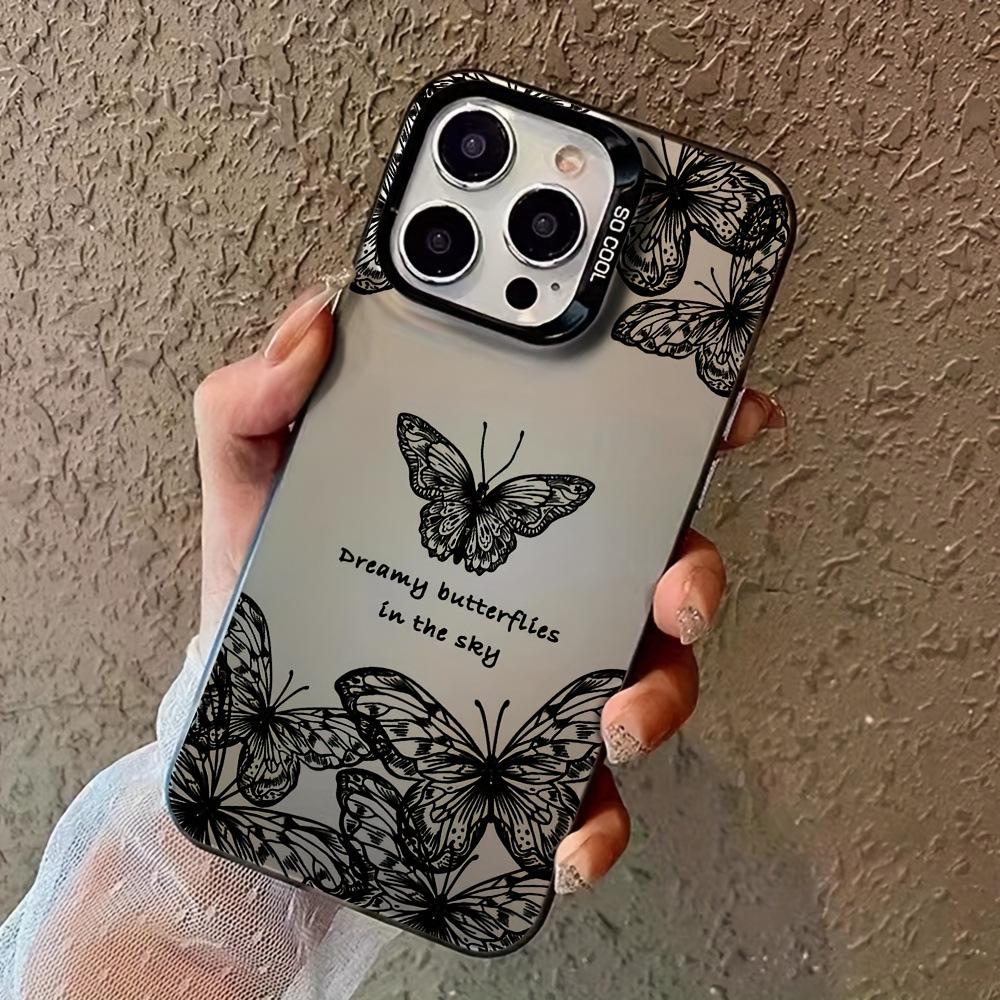 

Silver Fluttering Butterfly Phone Case: Scratch-Resistant Hard Protective Cover Compatible with iPhone 13-17, including 16 Pro. iPhone 16