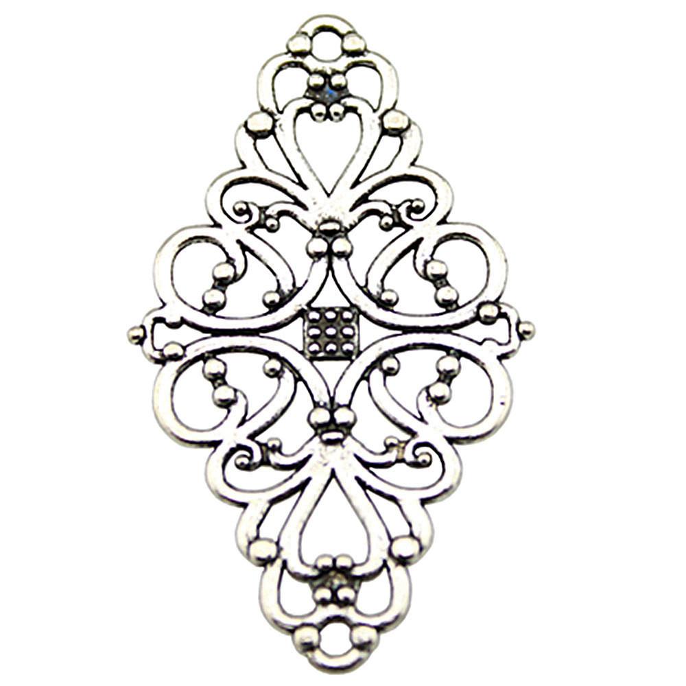 Filigree Diamond Shaped Connectors Ornate Multi Loop Links For Jewelry