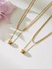 Qiong Yao 18K Gold Plated Double Layer Bead Carved Necklace with Clavicle Chain, Cold Style, Eco-Friendly Titanium Steel for Women.