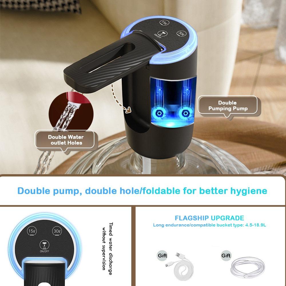 

Electric Water Bottle Pump Double Pumps Automatic Water Dispenser for Camping Kitchen Office чёрный