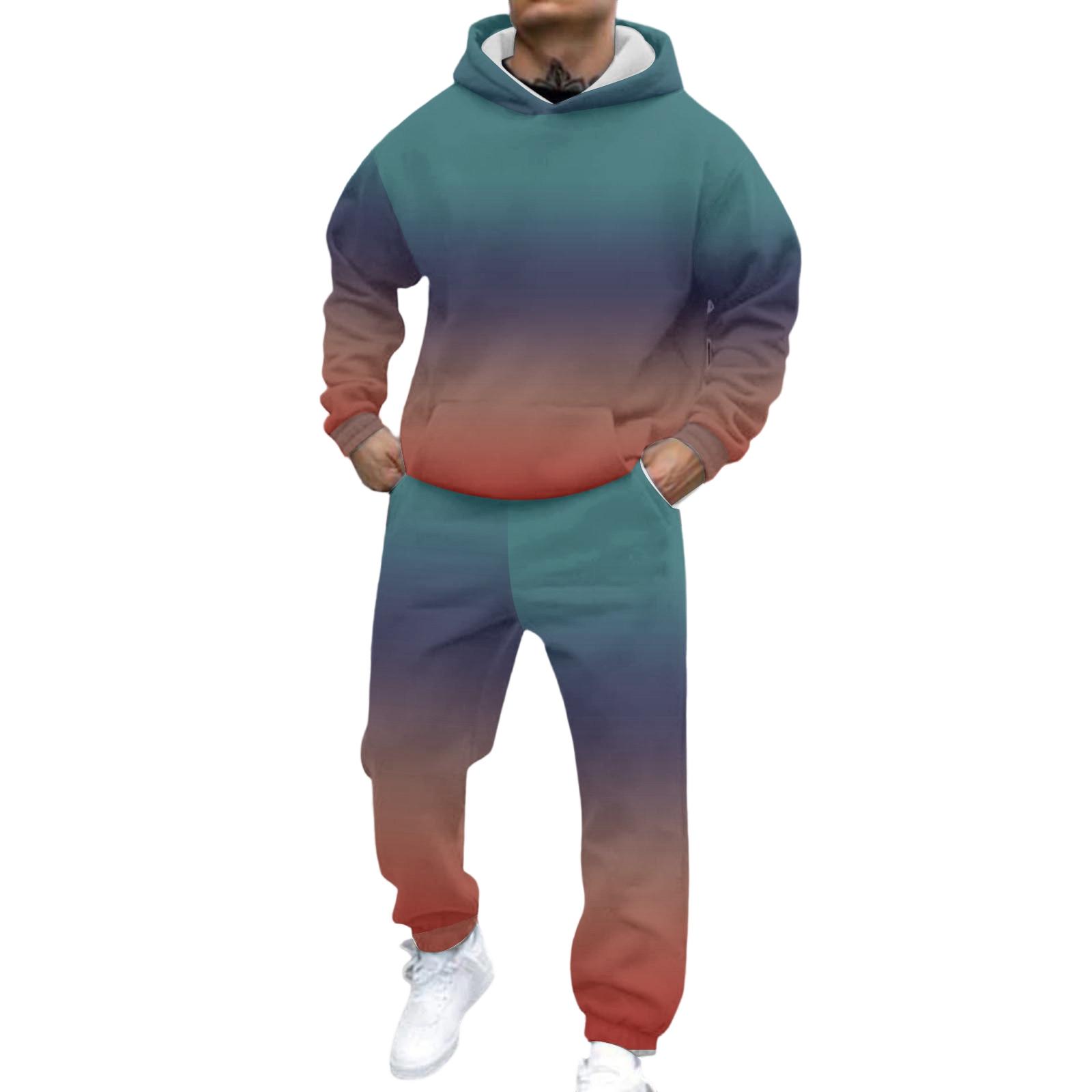 

Мужская повседневная и персонализированная толстовка с капюшоном с длинными рукавами и принтом, мужской спортивный костюм из двух предметов (толстовка и спортивные штаны) M