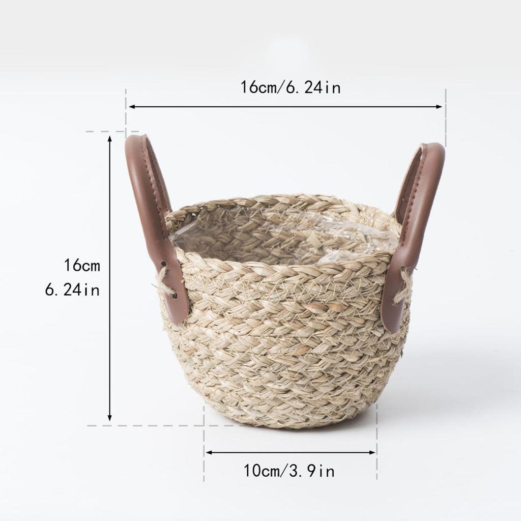 Woven Planter Basket with Handle Decorative Ornament Shopping Basket Plant Pot
