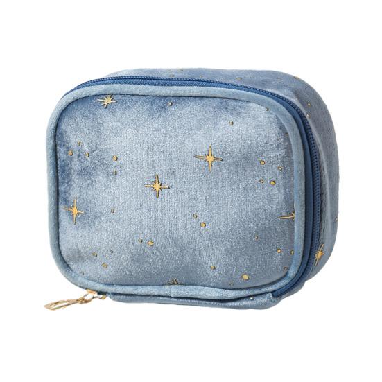 Velvet Small Cosmetic Case Women Travel Makeup Bag Star Pattern Cosmetic Bag Zippered Pouch for Lipstick Sanitary Napkin Storage
