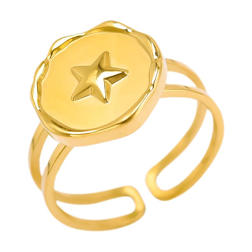 Neuer Offener Verstellbarer Ring Blatt Schlange Herz Echt Vergoldeter Edelstahl Ringe Für Frauen Männer Zubehör Mehrschichtiger Schmuck
