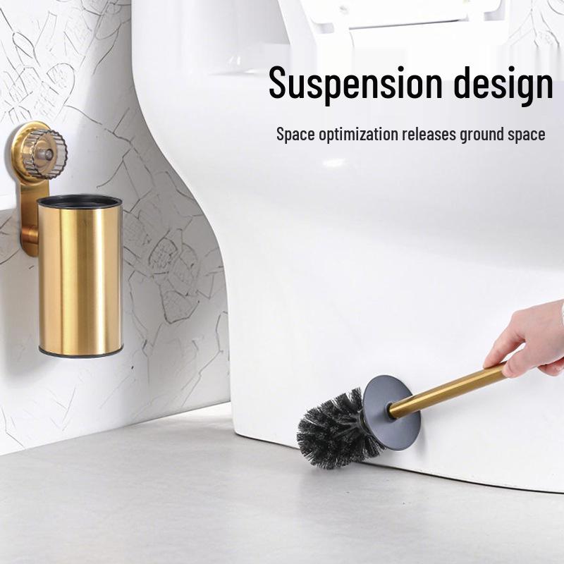 Wall-Mounted 304 Stainless Steel Toilet Brush Set for Bathroom Cleaning