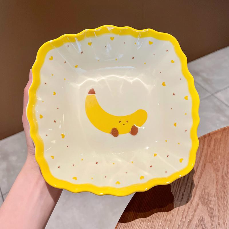 Cute Cartoon Fruit Ceramic Square Dish New Household 8 Inch Underglazed Colour Dinner Dish Beautiful Deepen Porcelain Tableware 8 inches