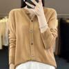Women's New Wool Knitted Cardigan for Summer Round Neck Osmanthus Needle Exterior Sun Protection Loose Simple Versatile Top