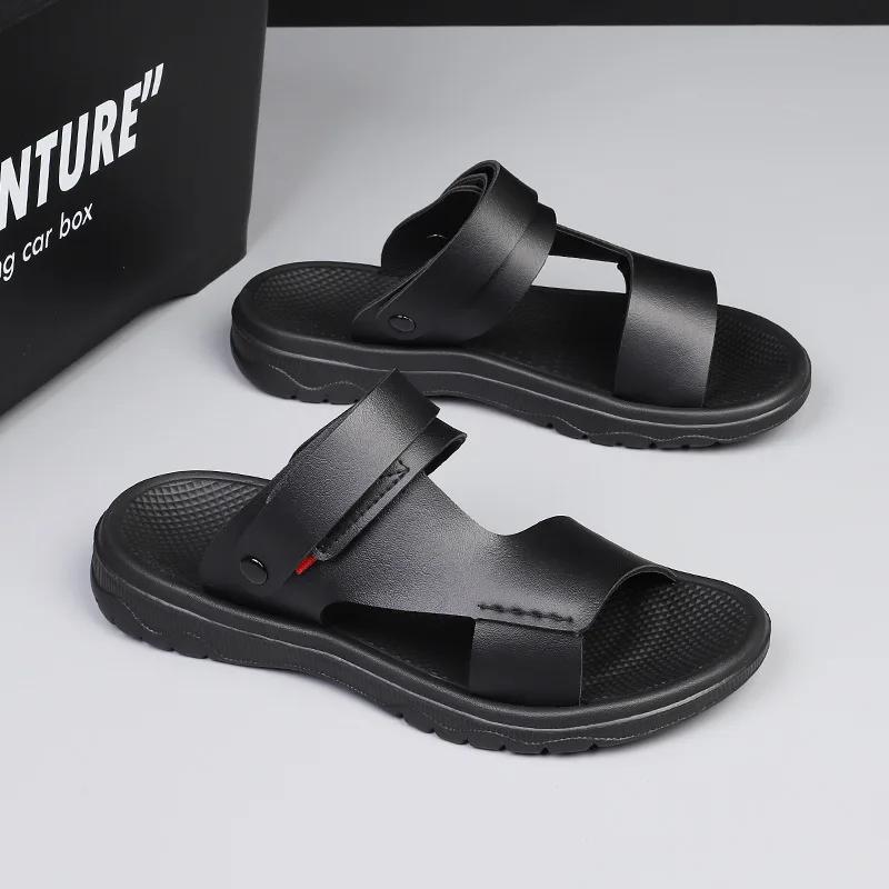 Summer Outdoor Sandals for Men Casual Sport Slippers PU Leather Non-slip Breathable Roman Shoes Beach Flip-Flop Garden Shoes2025