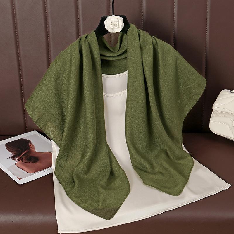 Women Plain Solid Color Square Cotton Viscose Shawl Scarf High Quality Print Soft Shawls and Wraps Bufandas Muslim Hijab 90*90Cm