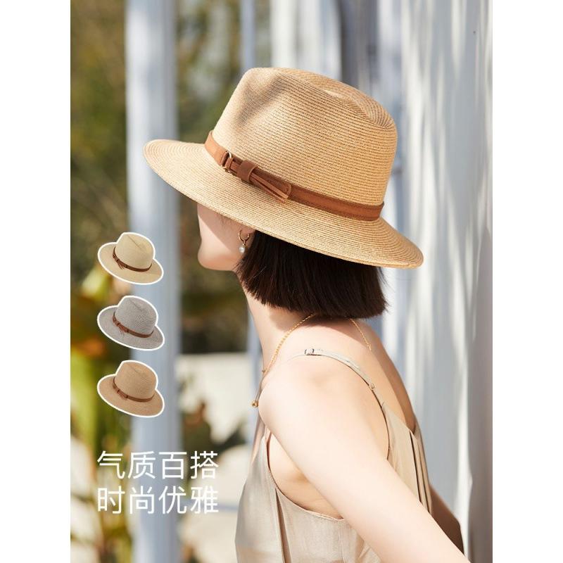 Panama hat women's summer travel seaside versatile sun protection sun hat temperament fashion top hat jazz hat