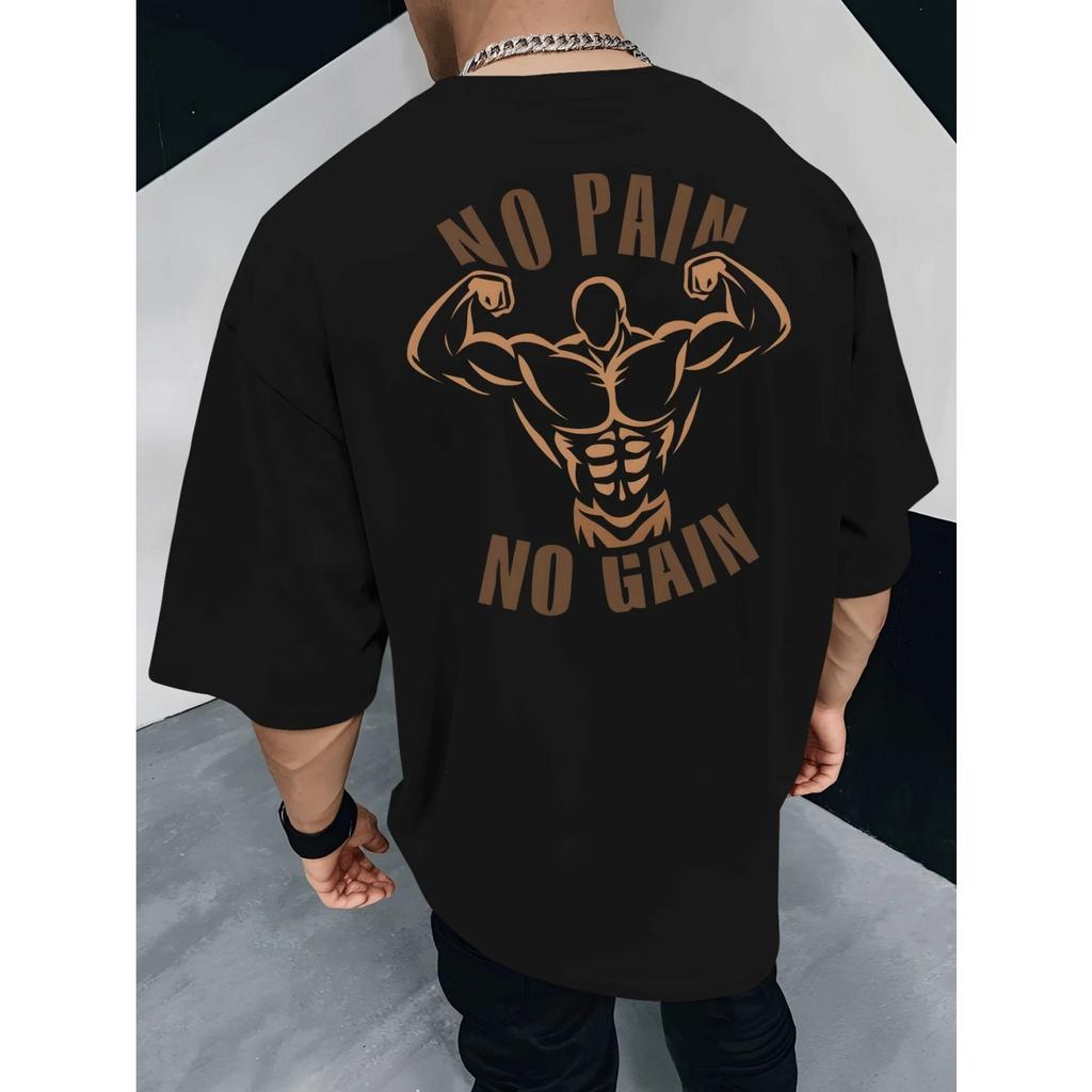 Muscle Man Cotton TShirt Gym Casual Streetwear Black Men Fitness Bodybuilder T Shirt Workout Graphic Tee Athletic
