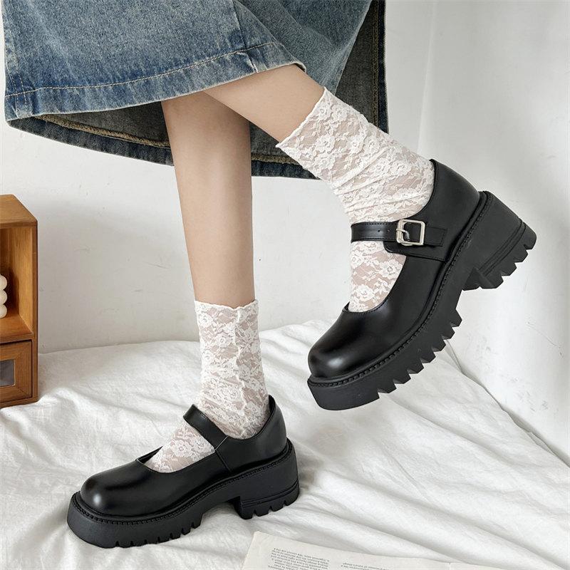 Lolita Shoes Women Japanese Style Mary Jane Shoes Women Vintage Shallow High Heels Chunky Platform Shoes Cosplay Uniform Shoes