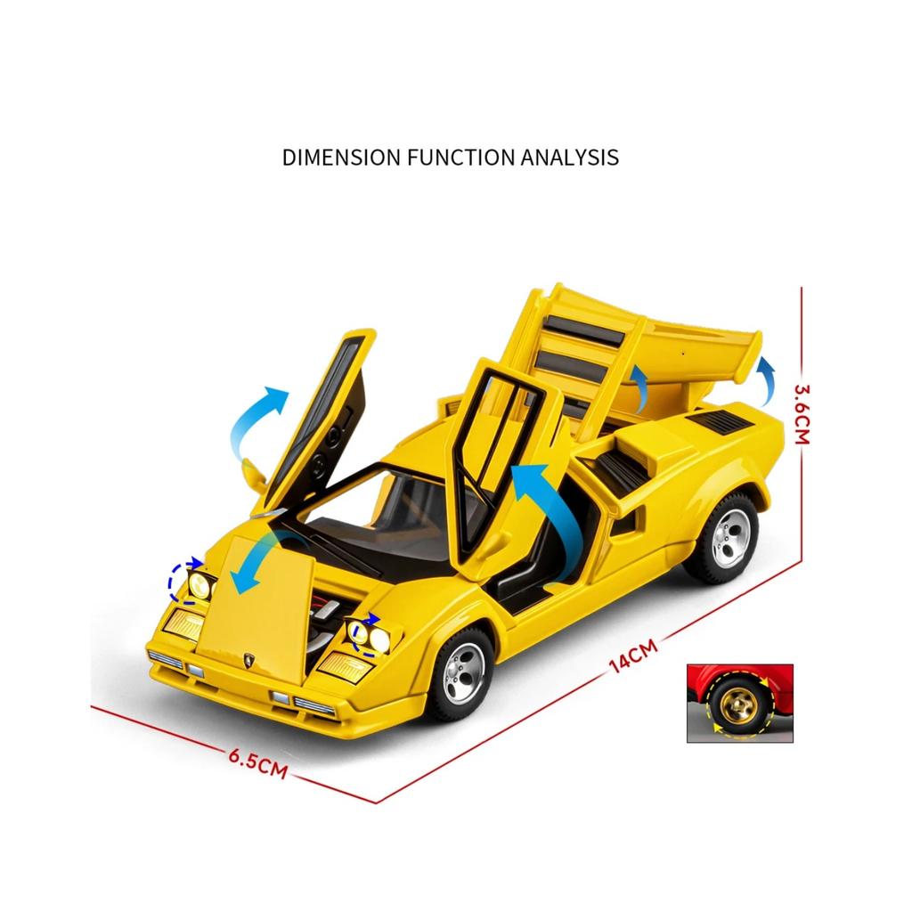 1/32 Lamborghini Countach LP5000s Legierung Sportwagen Modell Diecast Metall Rennwagen Fahrzeuge Modell Sound und Licht Simulation Kinderspielzeug Geschenk