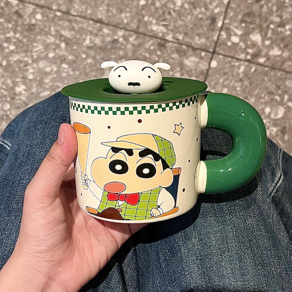 Crayon Xiaoxin Genuine Authorized Cup Ceramic High Value Mug with Lid Cute Water Cup Girls' Breakfast Cup