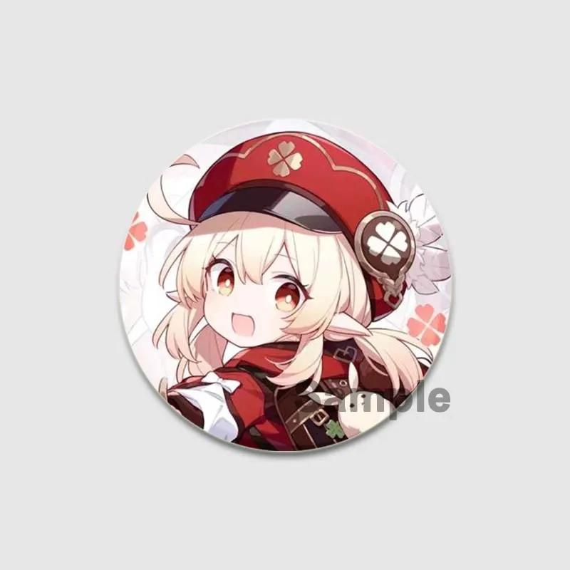 32/44/58mm Klee Pin Round Cartoon Funny Snap-in Brooche for Backpack Cothes Accessorie Anime Genshin Impact Collection Badge Hat Decoration