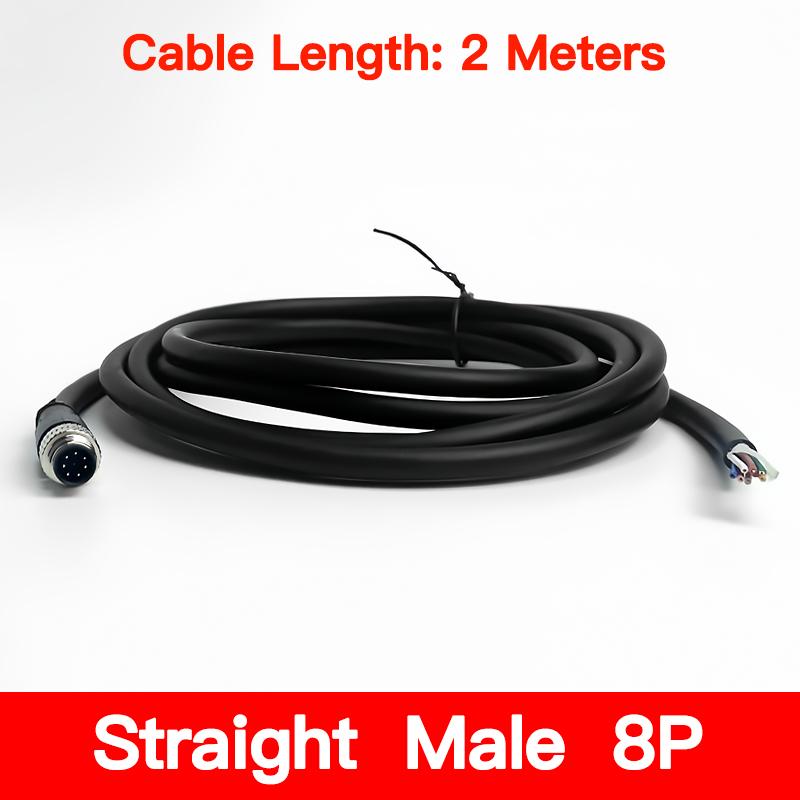 2Meters M8 Sensor Connector Male & Female, 3/4/5/6/8 Pin Waterproof Cable Plug, Integrated Injection Molding for Industrial Use