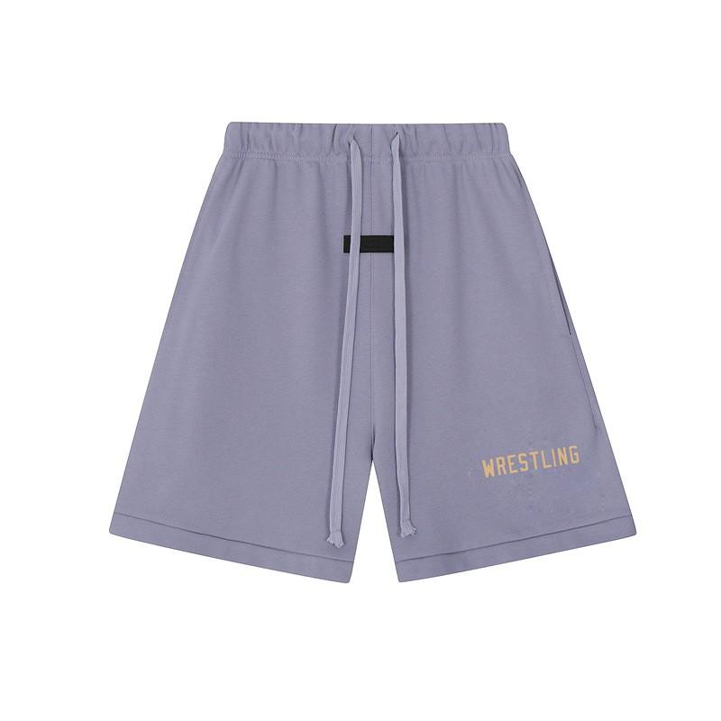 FOG Line Flocked Letter Shorts Unisex Casual Loose Streetwear