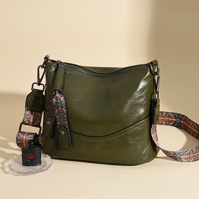 Dámská kabelka přes rameno ve vintage stylu, prostorná crossbody taška s nastavitelným popruhem, zapínání na zip, více kapes, lehká módní designová kabelka