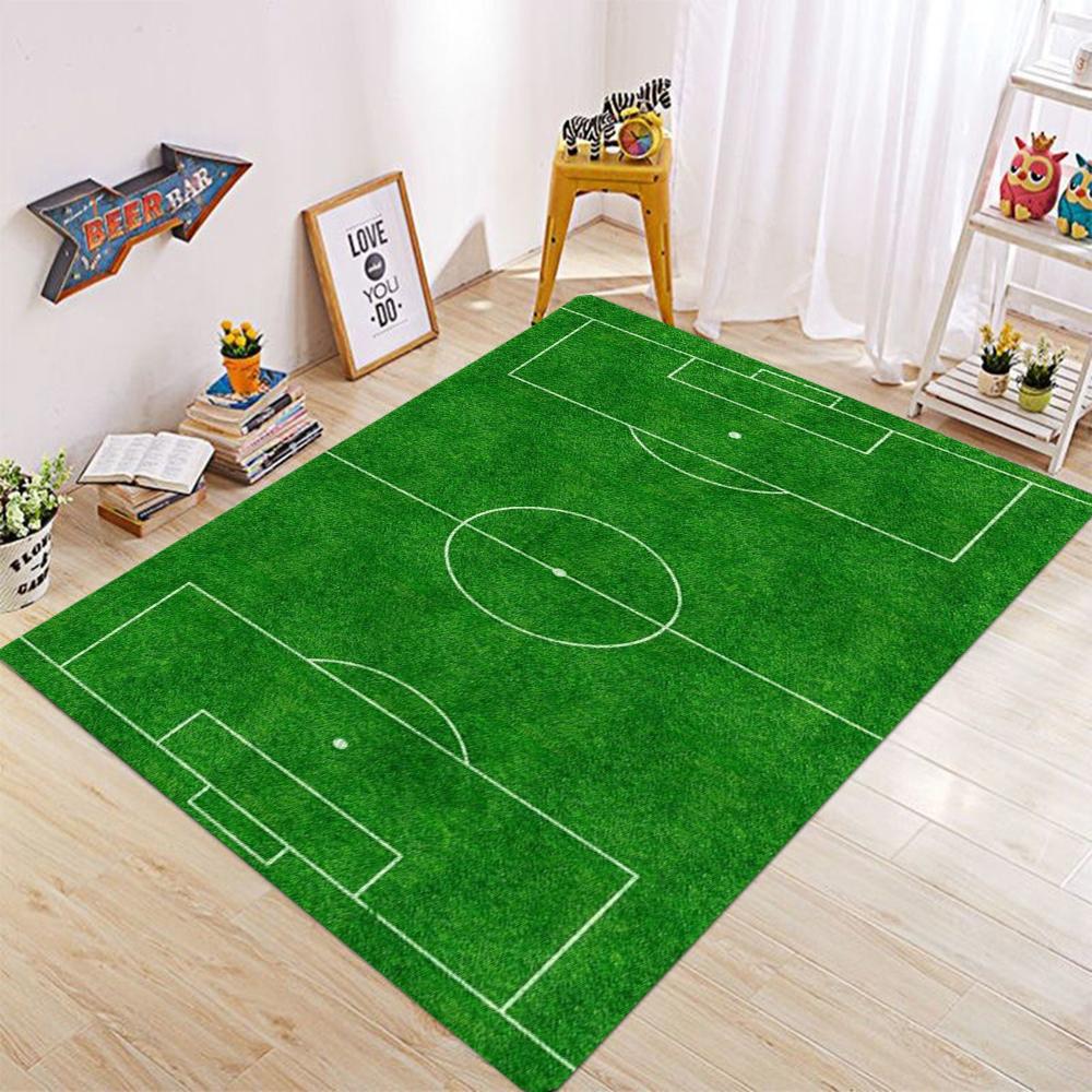 Football Field Pattern Carpet for Living Room Bedroom Kids Play Area Sports Floor Mat Anti Slip Doormat  Suitable for Home Decor