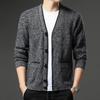 Men's Autumn/Winter Plus Velvet V-Neck Long Sleeve Cardigan Sweater