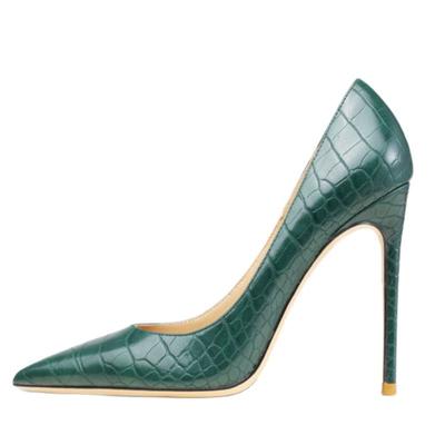 Classici Tacchi Alti Scarpe Sexy Donna Décolleté Taglia Grande 43 45 Verde Tacco a Spillo Pelle di Serpente Ufficio Matrimonio Ballo Feticcio Scarpe