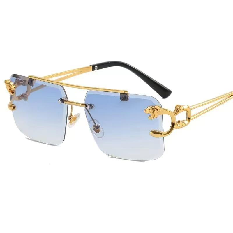 Unisex Square Frame Leopard Head Sunglasses, UV Protection, Trendy and High-End Feel
