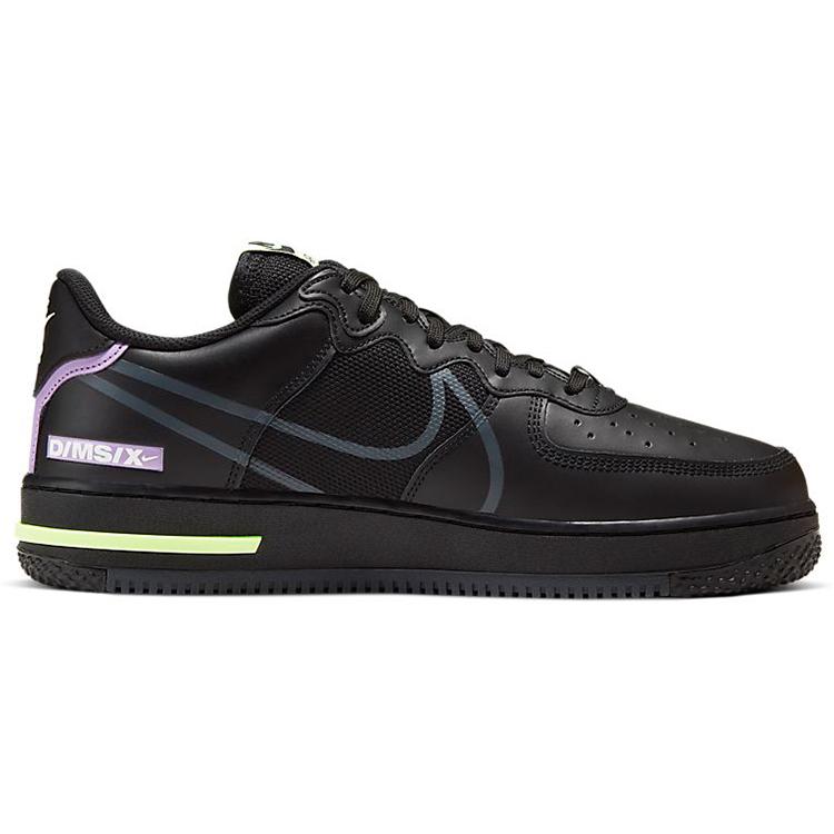Nike Air Force 1 React Black Violet Star Barely Volt CD4366-001