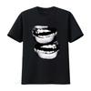 Grin Fang Mouth Μόδα Y2K Streetwear Βαμβακερό T-shirt με στρογγυλή λαιμόκοψη Βαμμένο με βαφή garment Μοντέλο boxy για vintage Πλυμένο Ελαφρώς ρούχα σχεδιαστή