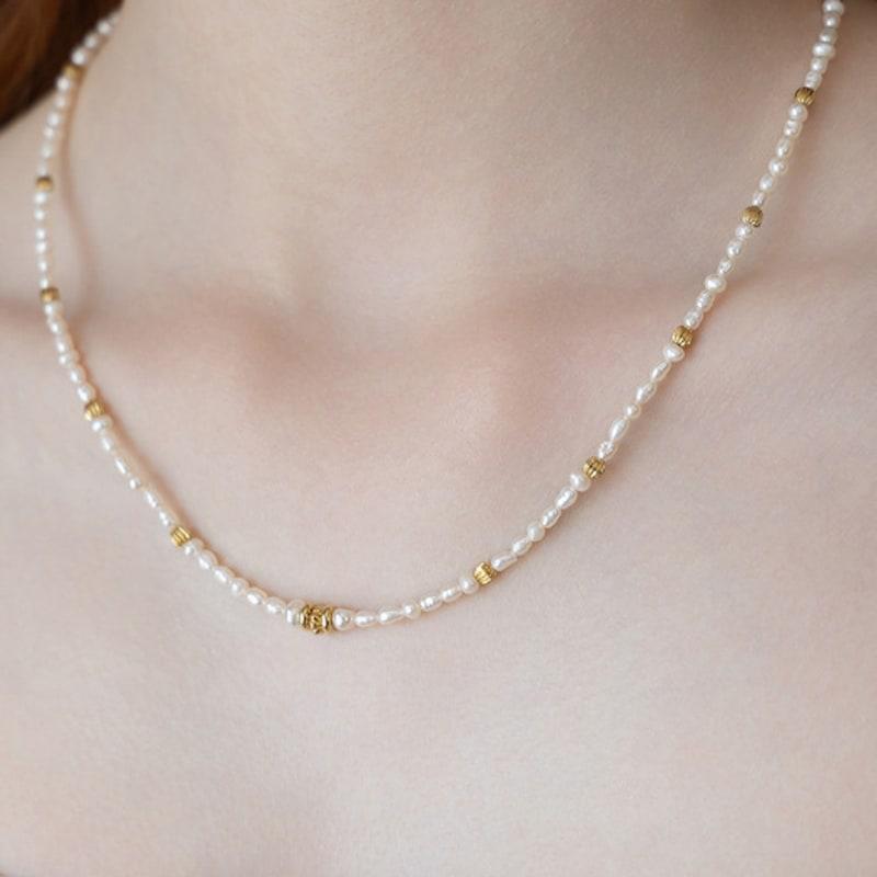 Tatiana Gold Dot Freshwater Pearl Necklace NZ2489