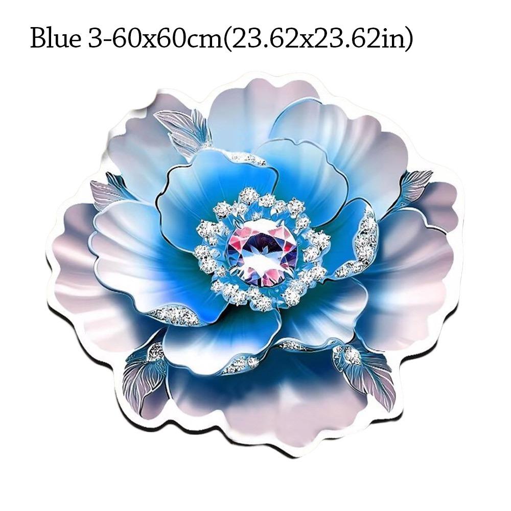 

Non-slip Flower Carpet Soft Bathroom Floor Mat Door Gasket for Living Room Tea Table Bedside Blue-60X60cm