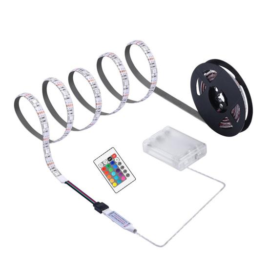 

Светодиодная лента с пультом управления, питание от батарейного блока, высокая яркость, водонепроницаемая IP65, декоративная, DC 5V, RGB 5050, подсветка для телевизора 3M