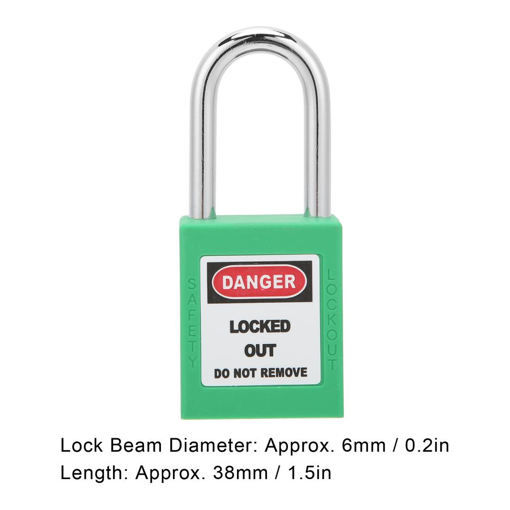 5Sets 38mm Padlock Lockout Tagout HardWearing with 10 Keys Writable Label for Machine Building Security(Green )