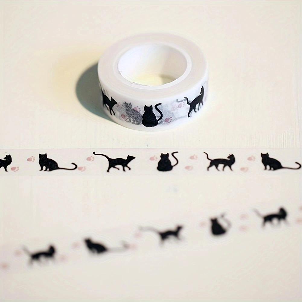 1 Rolle Cartoon Schwarze Katze Druck Papierklebebänder Masking Tape Dekorative Klebebänder