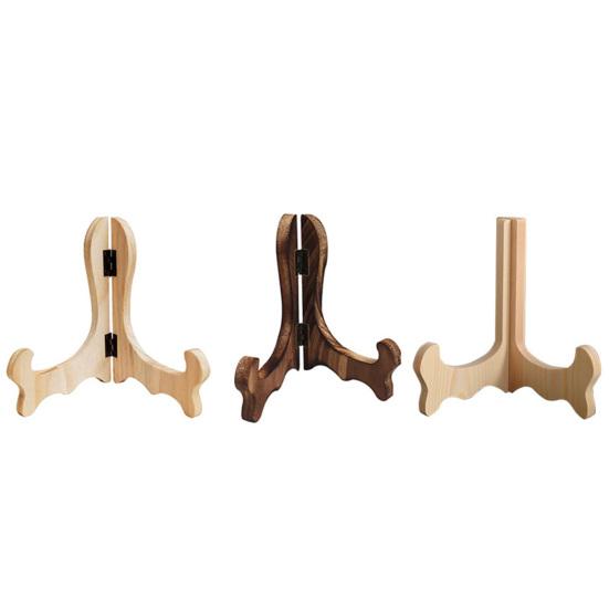 Tea Cake Display Stand Smooth Edge Wooden Natural Adjustable Hinge Display Tea Pancake Chinese Style Stable Black Tea Display Holder for Home