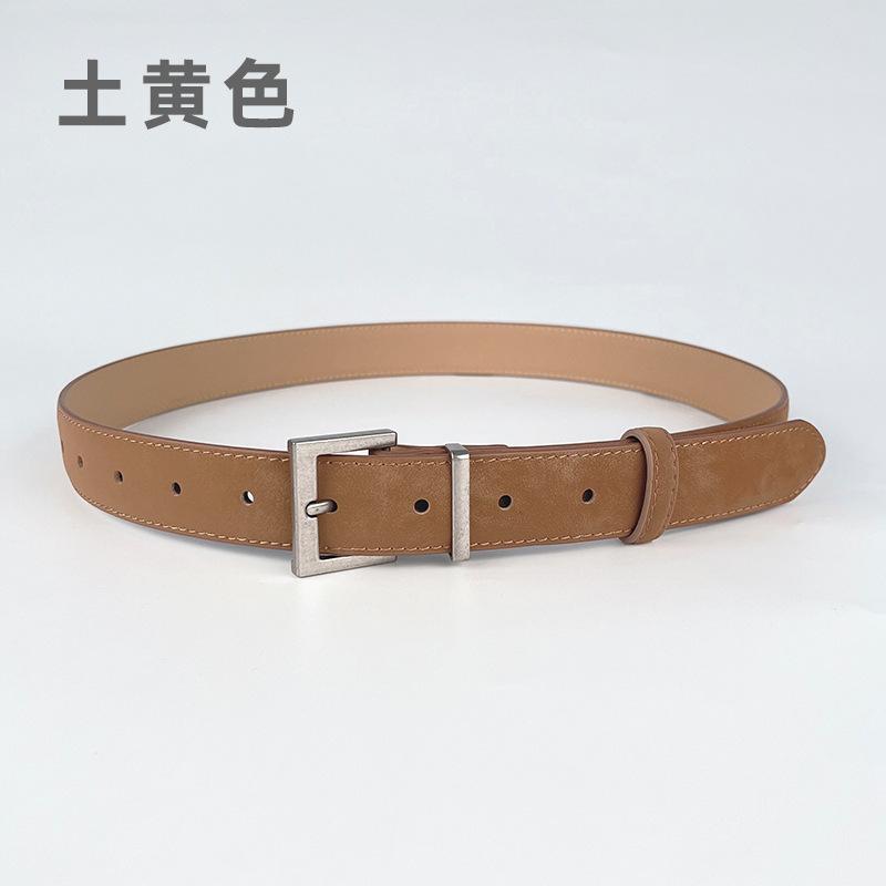 

2024 Four Seasons Доступен Новый Женский Ретро Матовый Кожаный Ремень, Повседневные Брюки, Джинсы, Высококачественный Ремень 105cm хаки
