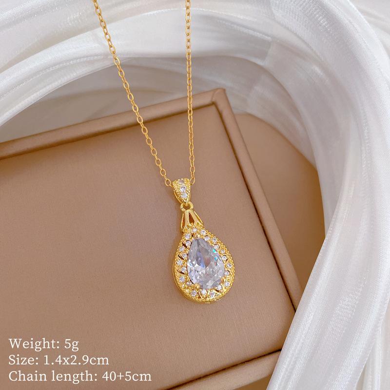 Copper Micro-Inlaid Necklace Women'S Copper Micro-Inlaid Real Gold Electroplating Simple And Exquisite Collarbone Chain Neck Chain