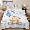 Bettwäsche-Steppdecken-Set mit Teddybär-Muster Bettdeckenbezug Kissenbezug Heimdekoration Geburtstagsgeschenk (1 Bettbezug + 2 Kissenbezüge, ohne Füllung)