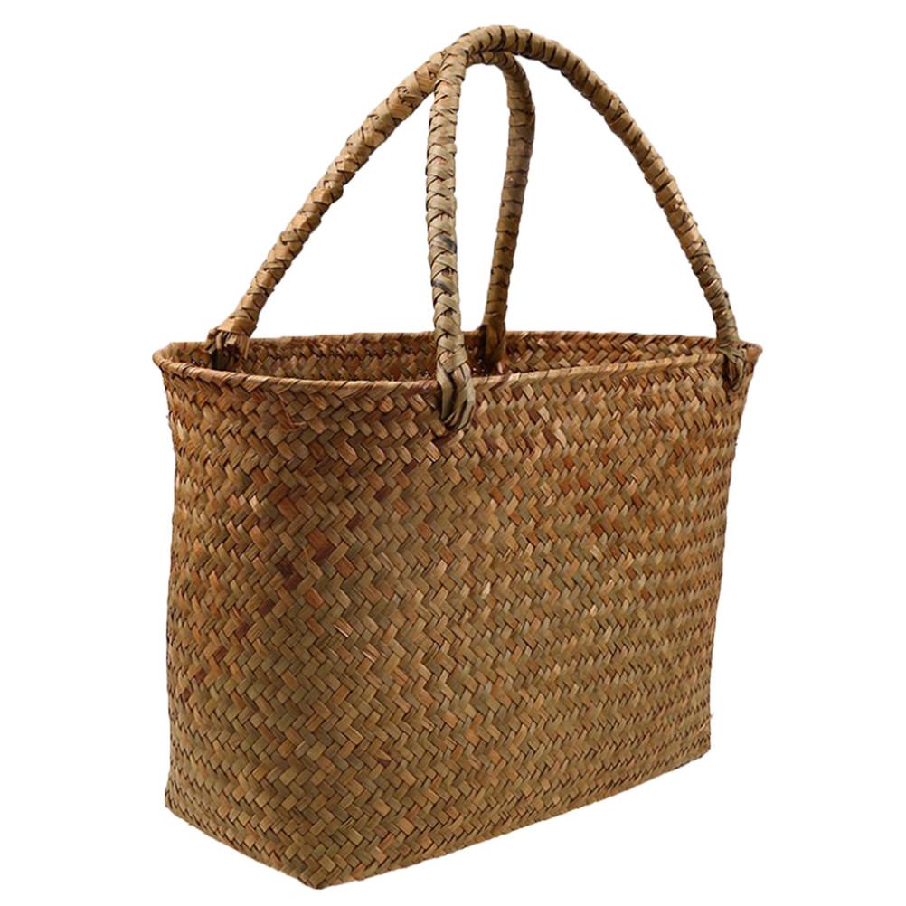 Handmade Woven Flower Basket S Size Sturdy Seagrass Storage Basket for Plant Pot Cover Laundry Picnic Market Bag
