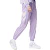 Li Ning Sports Trend Series Solid Color Letter Drawstring Sports Long Pants Women Bottoms Lavender-Purple AYKS312-3