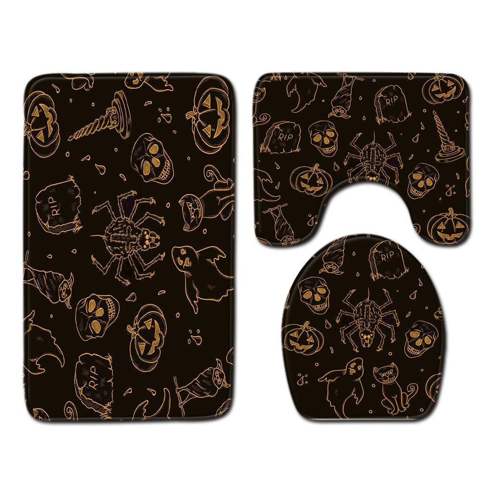 Toilet Three-Piece Floor Mat Bathroom Toilet Carpet Doormat