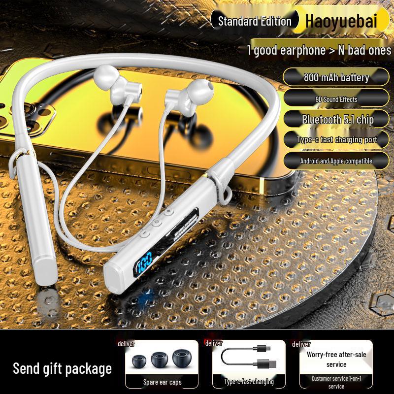 2025 Neckband Bluetooth Earbuds: Long Battery, Noise-Cancelling, Waterproof, Bass-Boosted for Running & E-sports