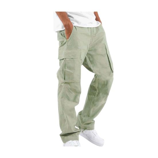 Herren Cargohose mit mehreren Taschen, Kordelzug, elastischer Bund, verstellbares Bein, Übergröße, locker, einfarbig